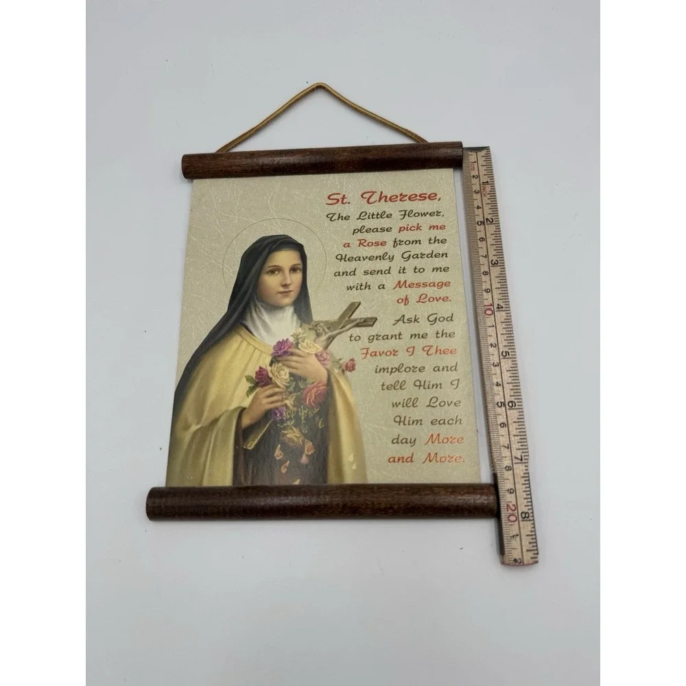 Vintage St. Therese Wood And Csrdstock Wall‎ Hanging